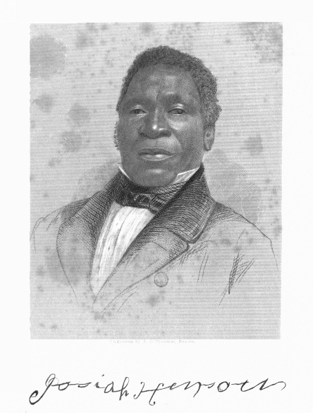 An engraved portrait of a middle-aged Black man in formal 19th-century attire, including a dark jacket, white shirt, and black bow tie. He faces slightly to the viewer’s left with a dignified, thoughtful expression. Below the portrait is his signature in cursive handwriting.