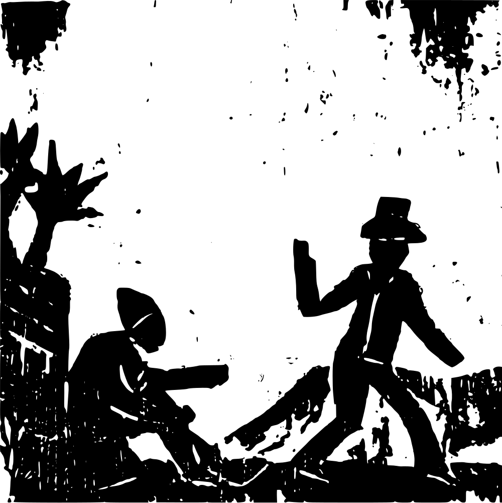 A man walks by and waves at a person sitting against a wall.
